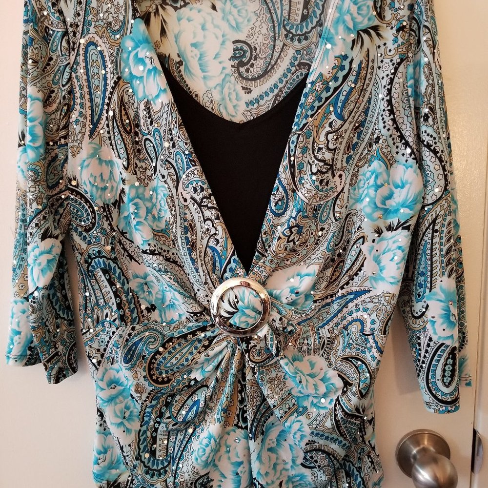 Brittany Black, Sequenced paisley Dress Shirt